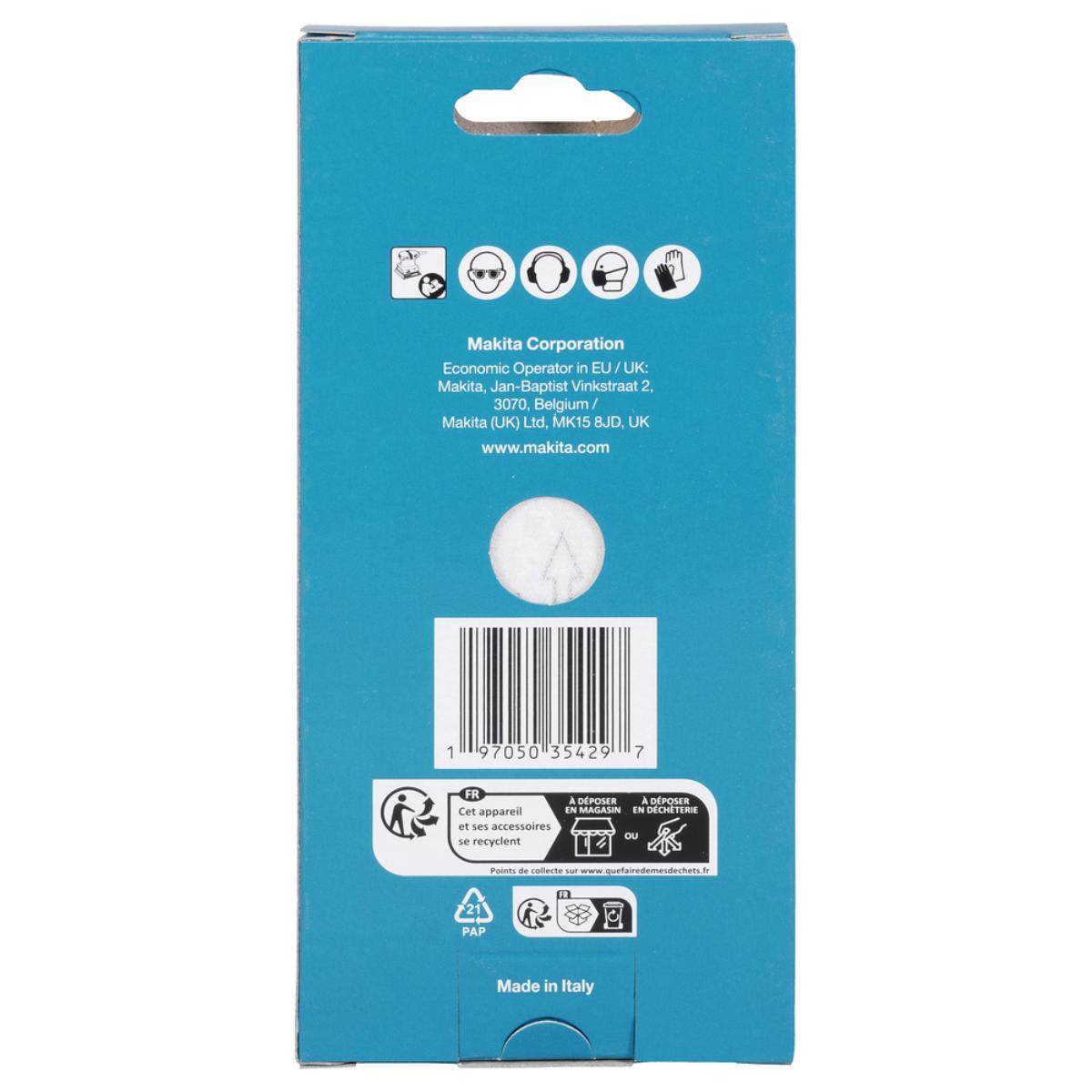 Makita Schleifpapier 80x130mm, Körnung A240,Klett, 8 Loch, 10 Stück