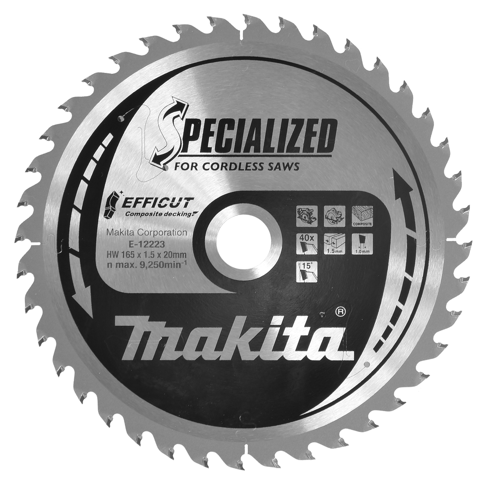 Makita Sägeblatt 165x1,5x20, 40Z EFFICUT, WPC/Holz - E-12223