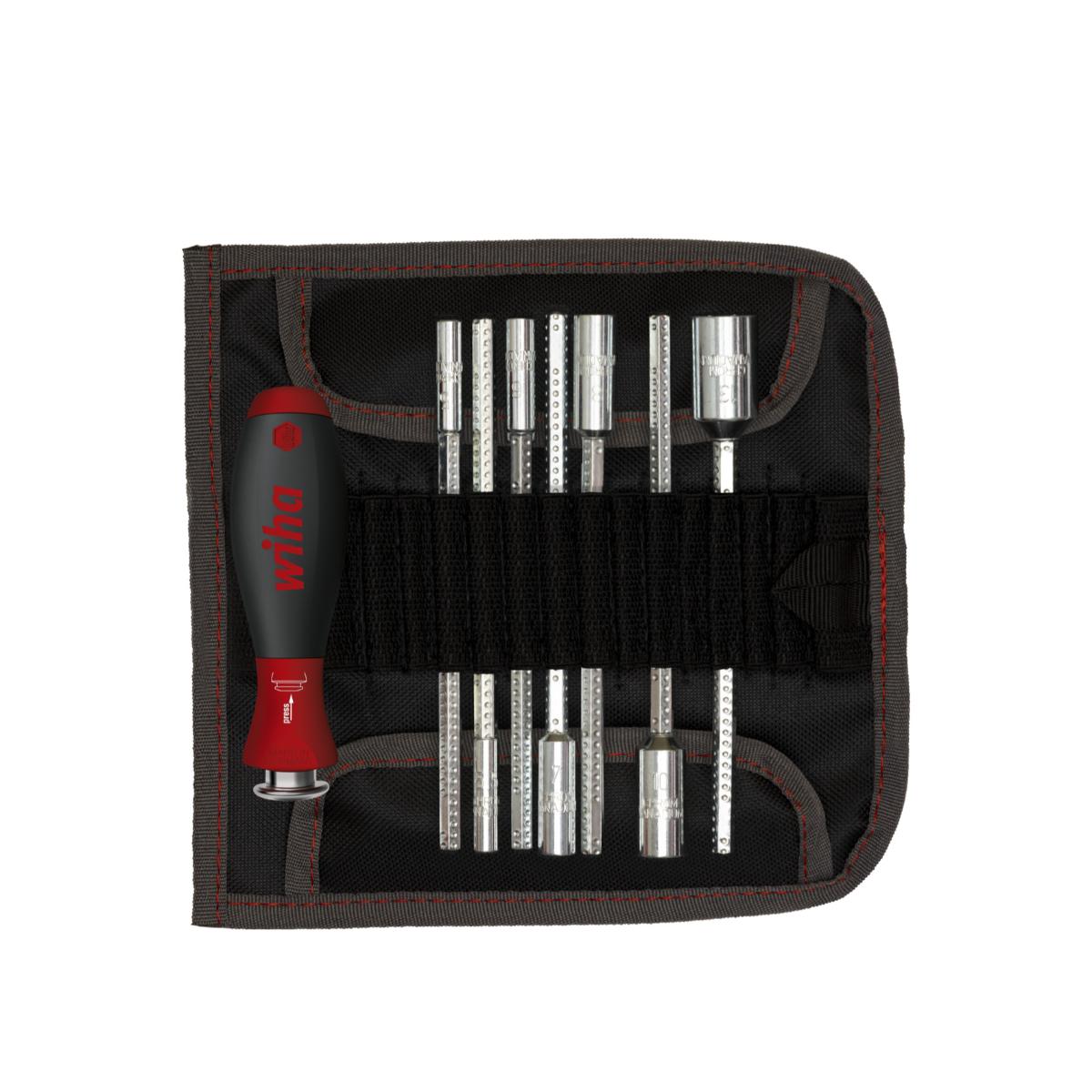 Wiha Schraubendreher mit Wechselklingen Set SYSTEM 6 Sechskant-Steckschlüssel 9-teilges Set mit Rolltasche