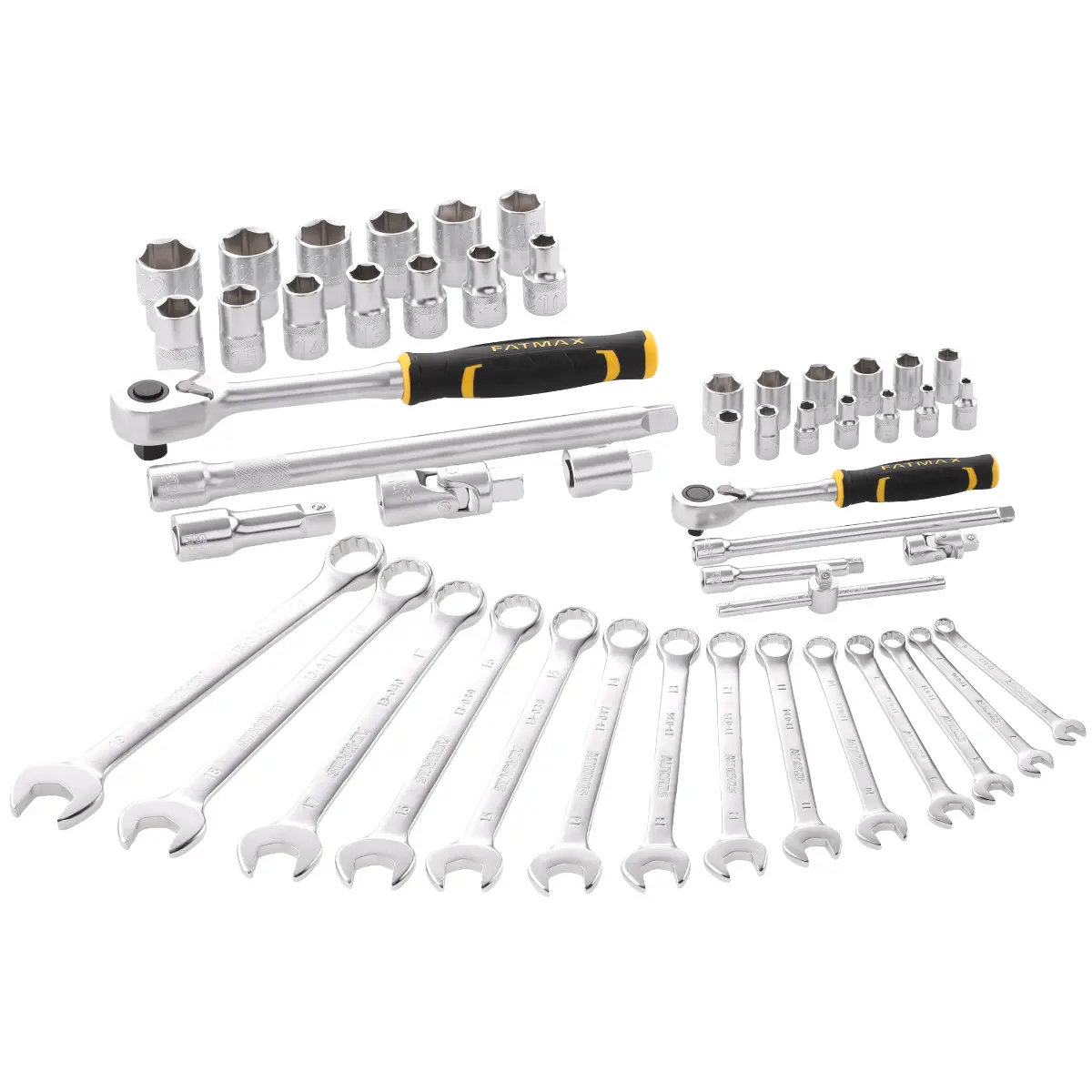STANLEY FATMAX 1/2 + 1/4 Zoll Kombinationsschlüssel-Set im Koffer, 49-teilig