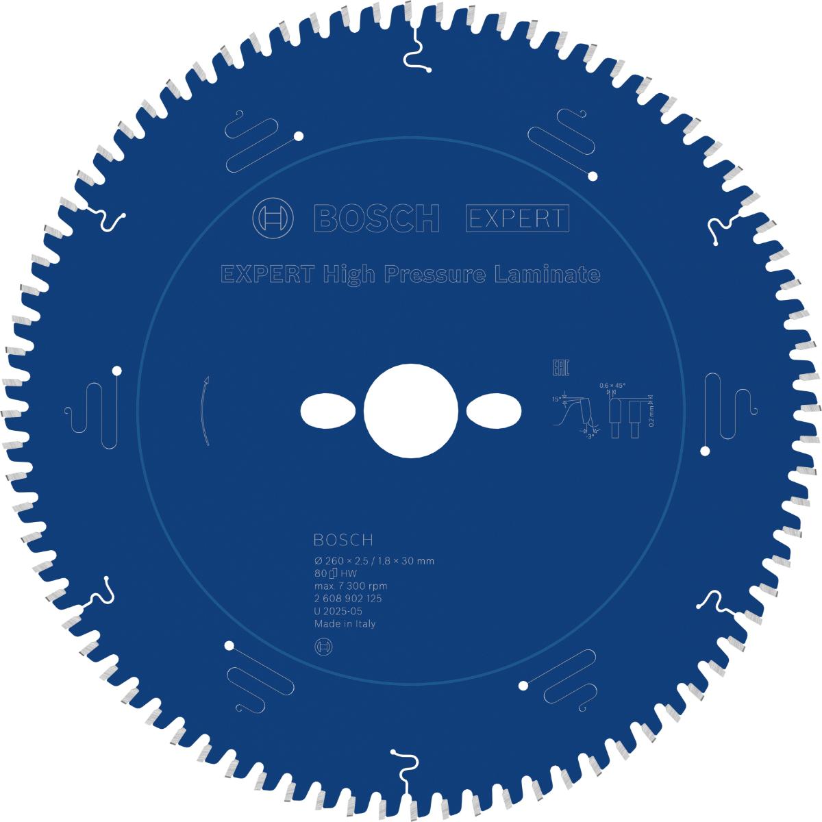 Bosch EXPERT High Pressure Laminate Kreissägeblatt, 260x30 mm, Z80