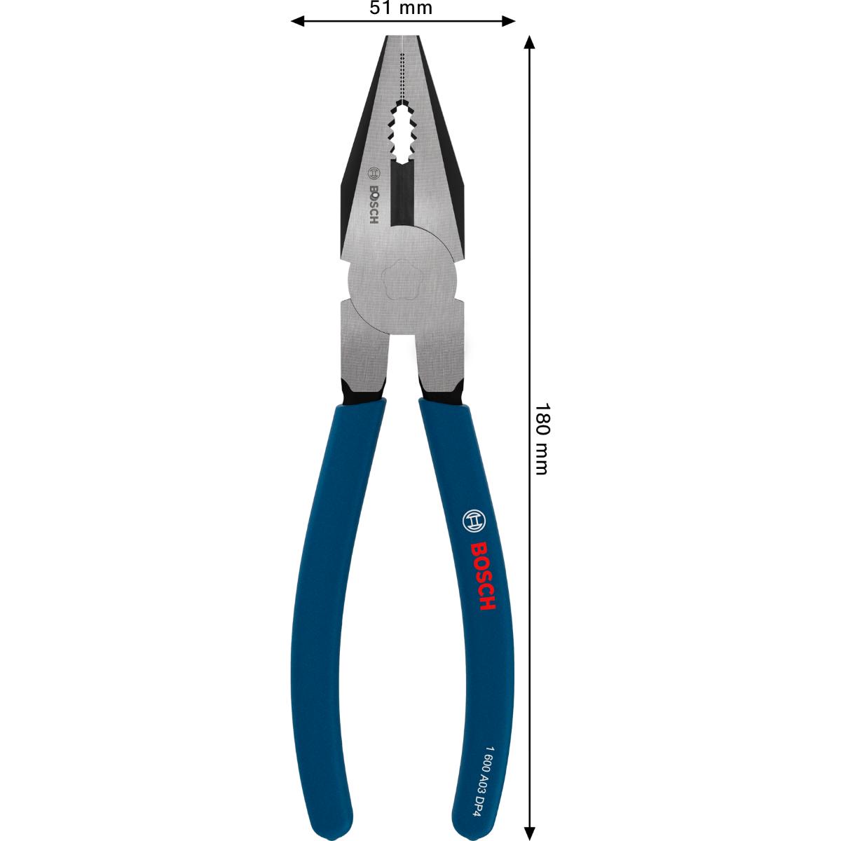 Bosch Kombinationszange, tauchbeschichteter, rutschfester Griff, 180 mm