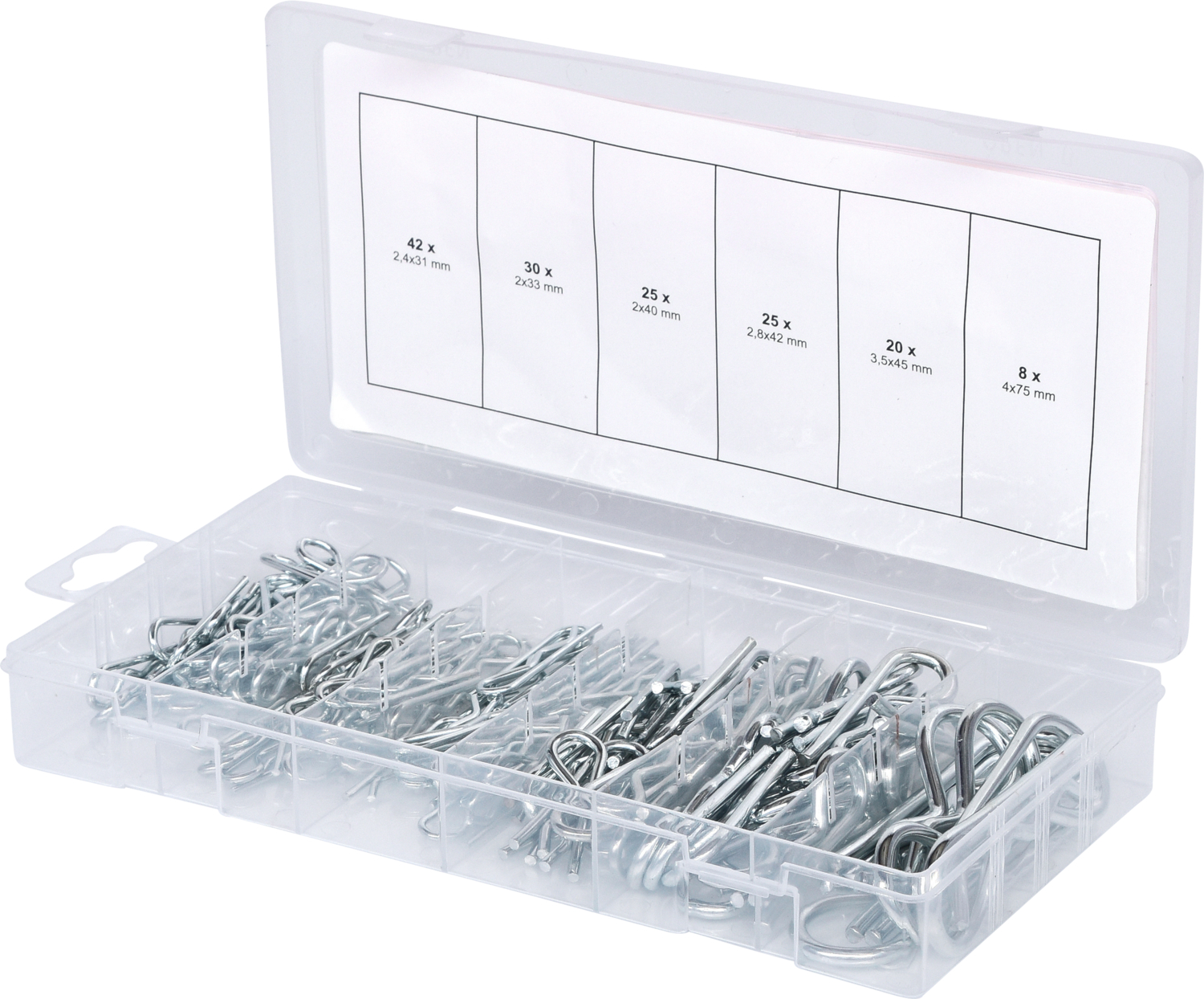 KS Tools Sortiment Federsplinte, 1,8x33 - 3,9x75, 150-tlg