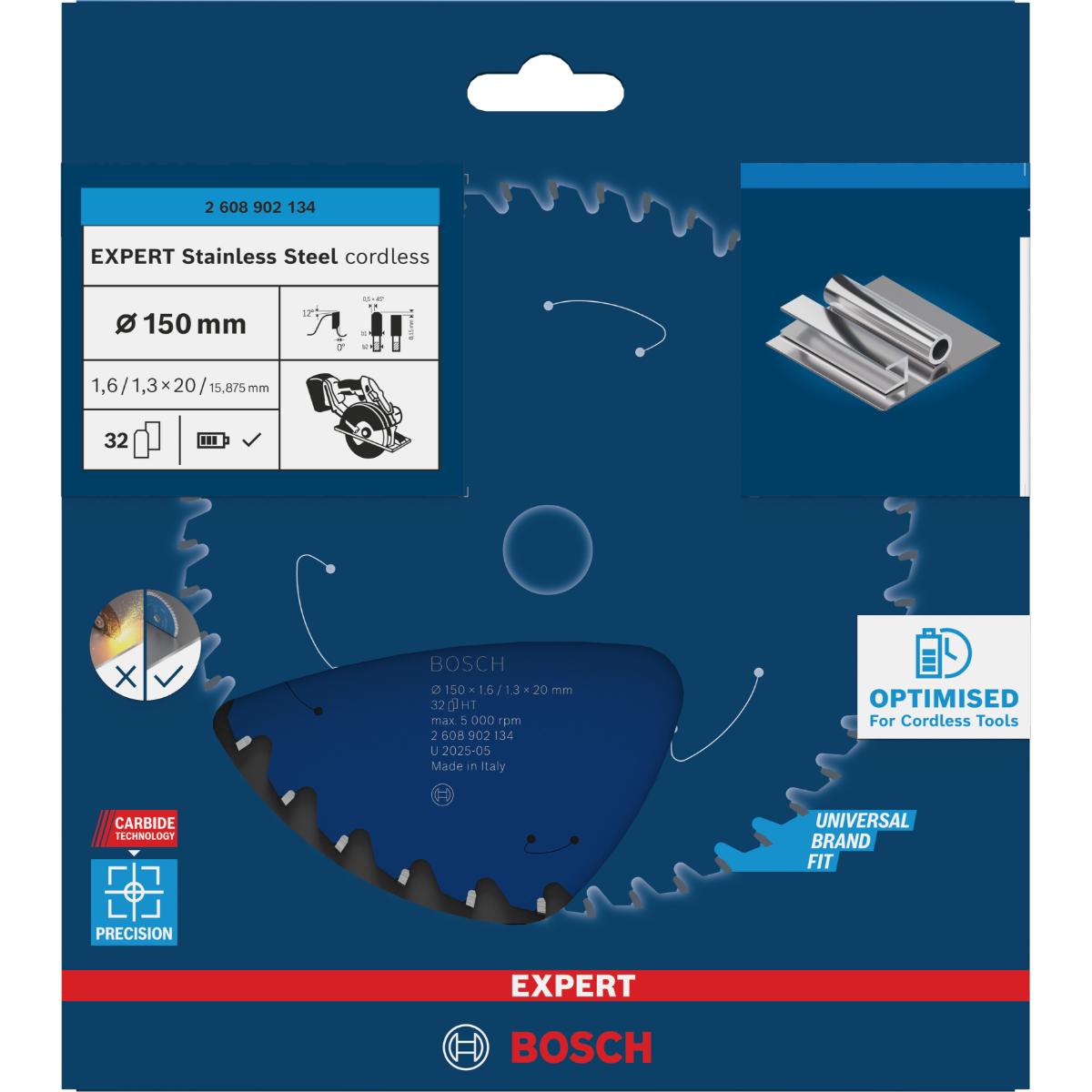Bosch EXPERT Stainless Steel Kreissägeblatt, 150x20 mm, Z32