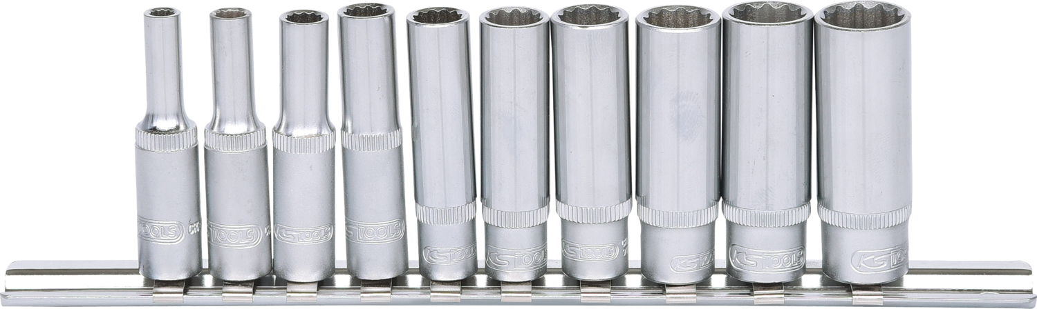 KS Tools 1/4" 12-kant-Stecknuss-Satz, lang, 10-tlg
