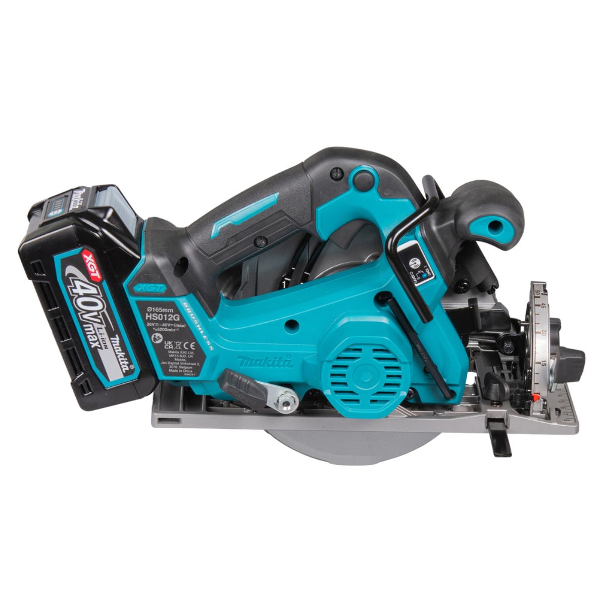 Makita Akku-Handkreissäge 57 mm 40V max. / 2,5 Ah, 2 Akkus + Ladegerät HS012GD201