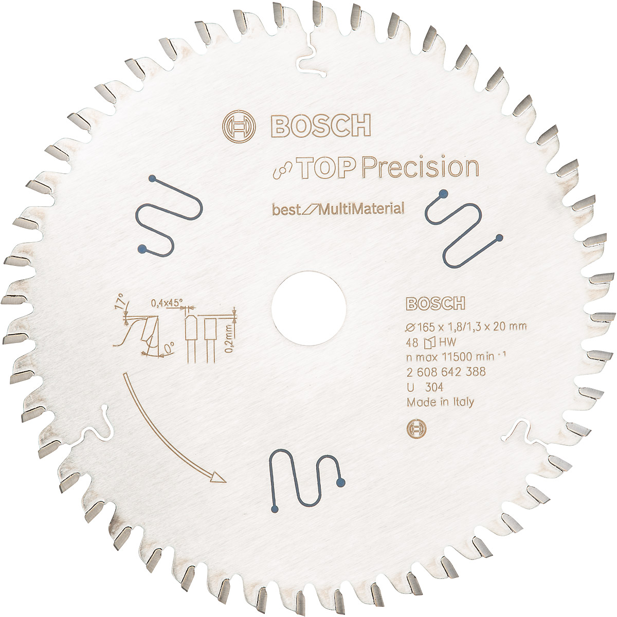 Bosch Kreissägeblatt Top Precision Best for Multi Material, 165 x 20 x 1,8mm, 48 Zähne