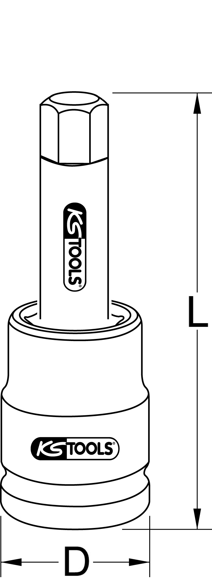 KS Tools 3/4" Kraft-Bit-Stecknuss Innensechskant lang