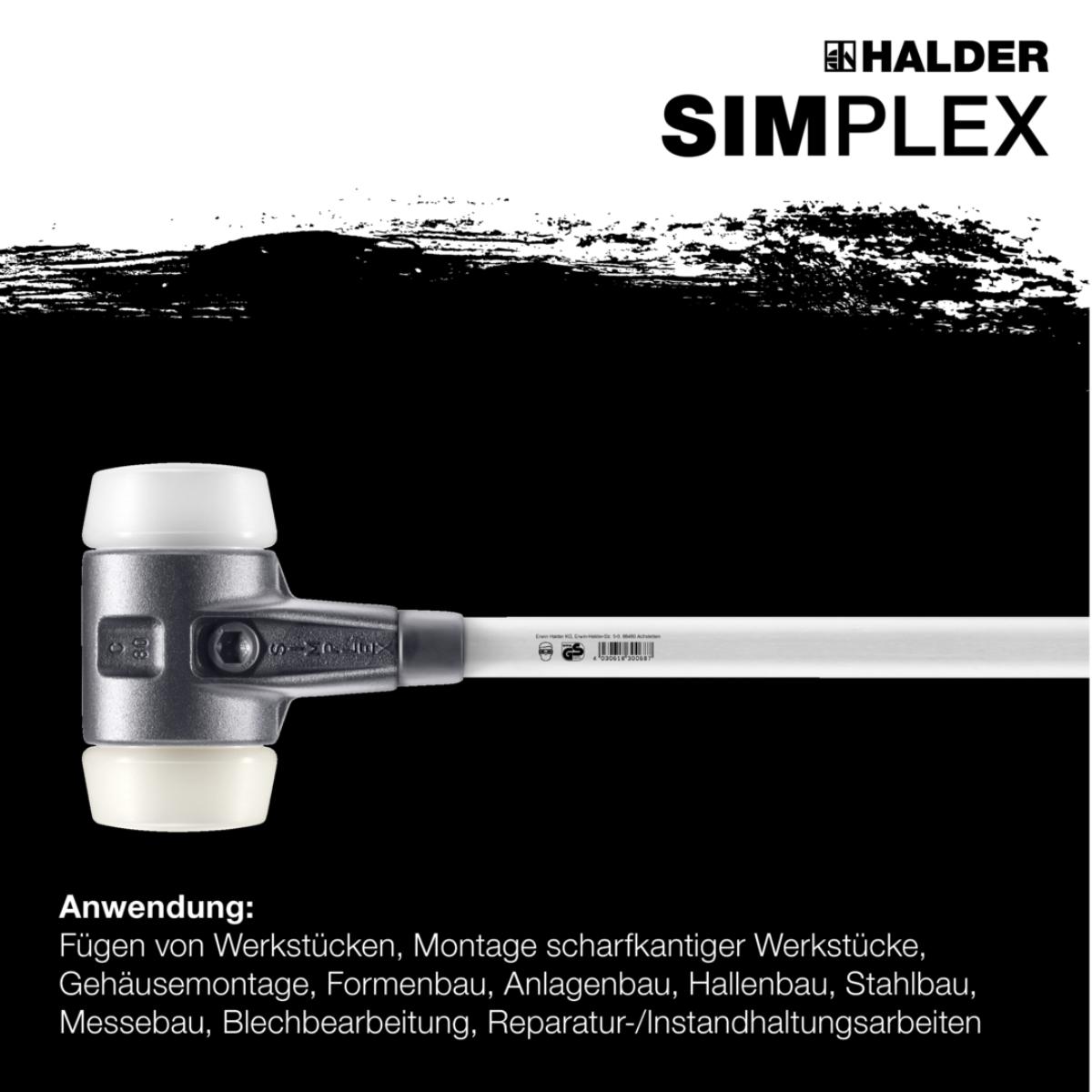 HALDER SIMPLEX - Vorschlaghammer mit verstärktem Tempergussgehäuse und Fiberglasstiel, Superplastik