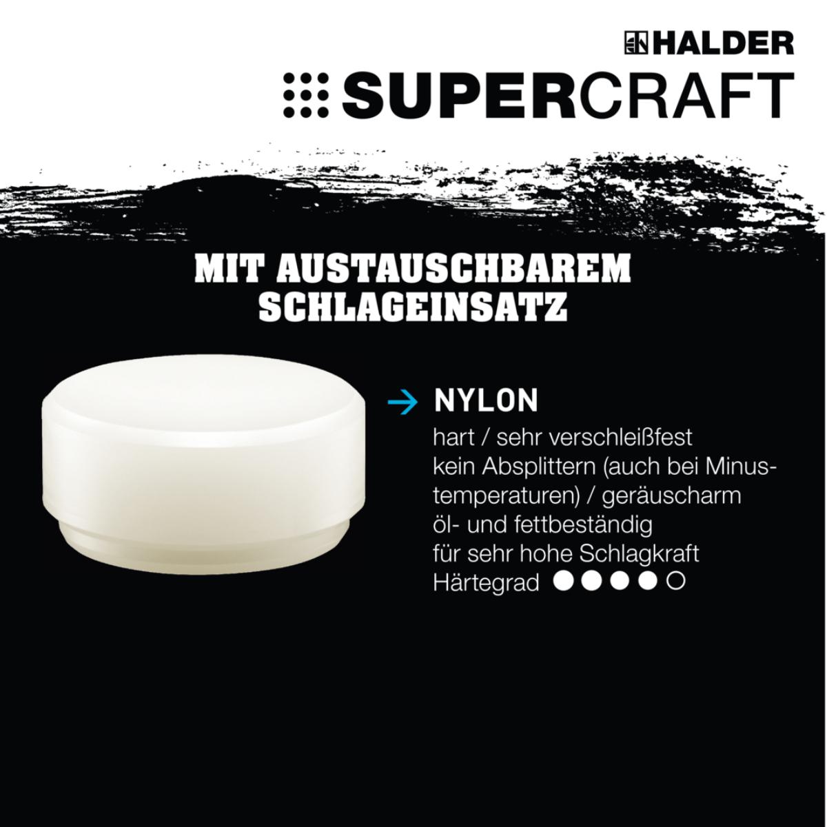 HALDER SUPERCRAFT - Schonhammer rückschlagfrei mit bruchsicherem Stahlrohrstiel, Nylon