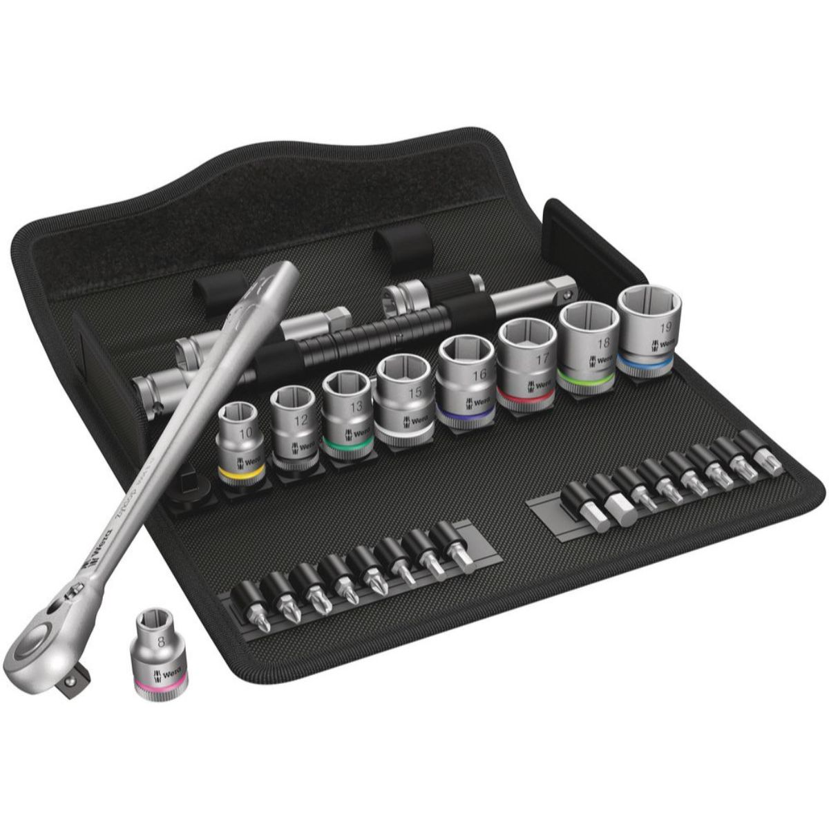 Wera 8100 SB 8 Zyklop Metal-Knarrensatz, Umschalthebel, 3/8"-Antrieb, metrisch, 29-teilig