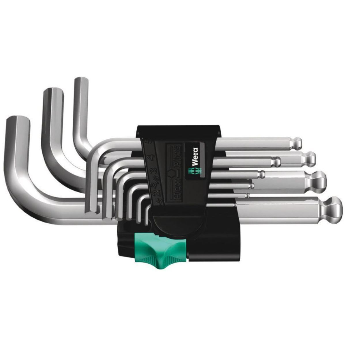 Wera 950/9 Hex-Plus 3 Winkelschlüsselsatz, metrisch, gestellverchromt, 9-teilig