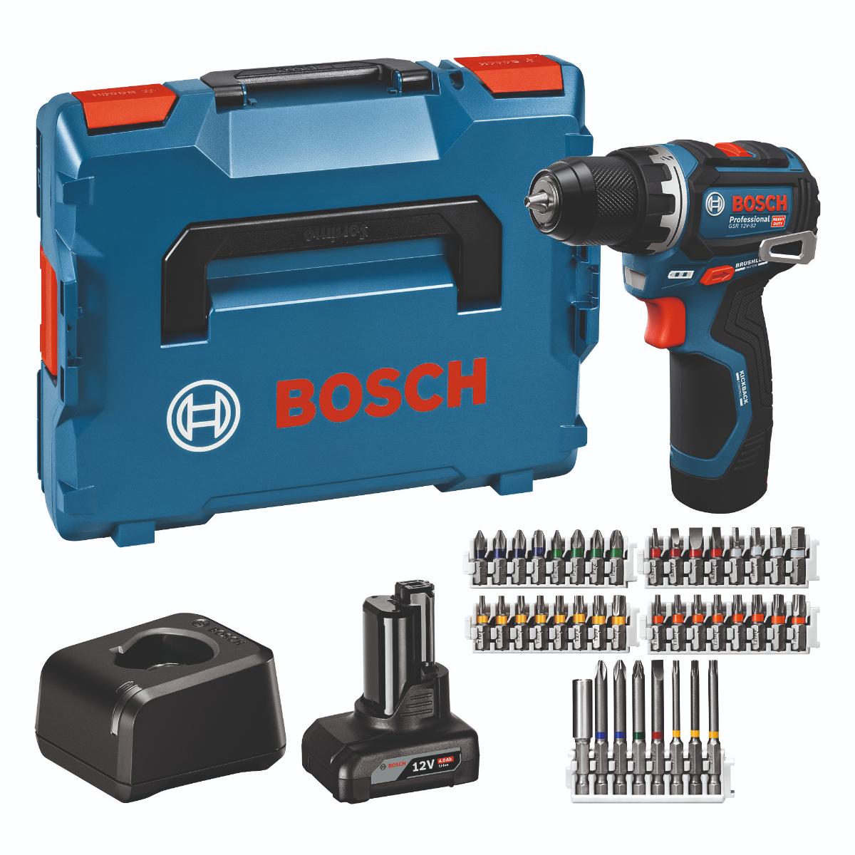 Bosch Akku-Bohrschrauber GSR 12V-32, 1x GBA 12V 2.0Ah, 1x GBA 12V 4.0Ah, L-BOXX