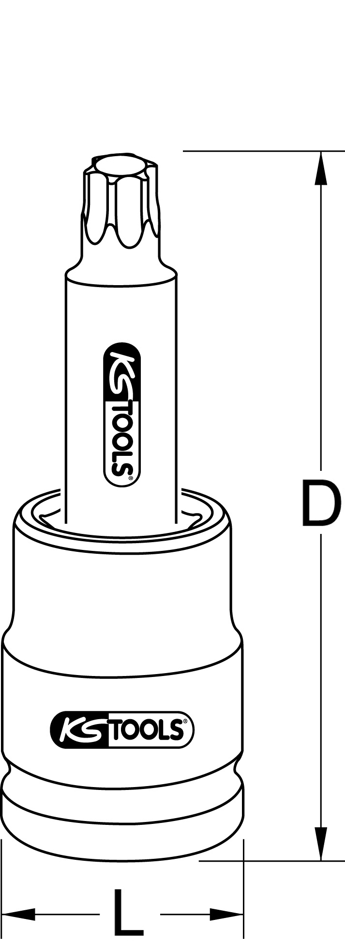 KS Tools 1" Kraft-Bit-Stecknuss Torx, lang