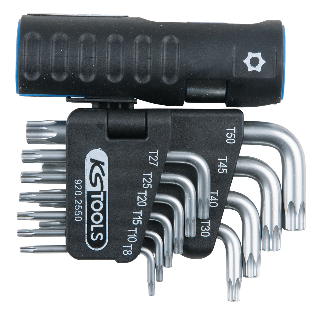 KS Tools 3 in 1 Torx-Winkelstiftschlüssel-Satz mit Bohrung,10-tlg kurz