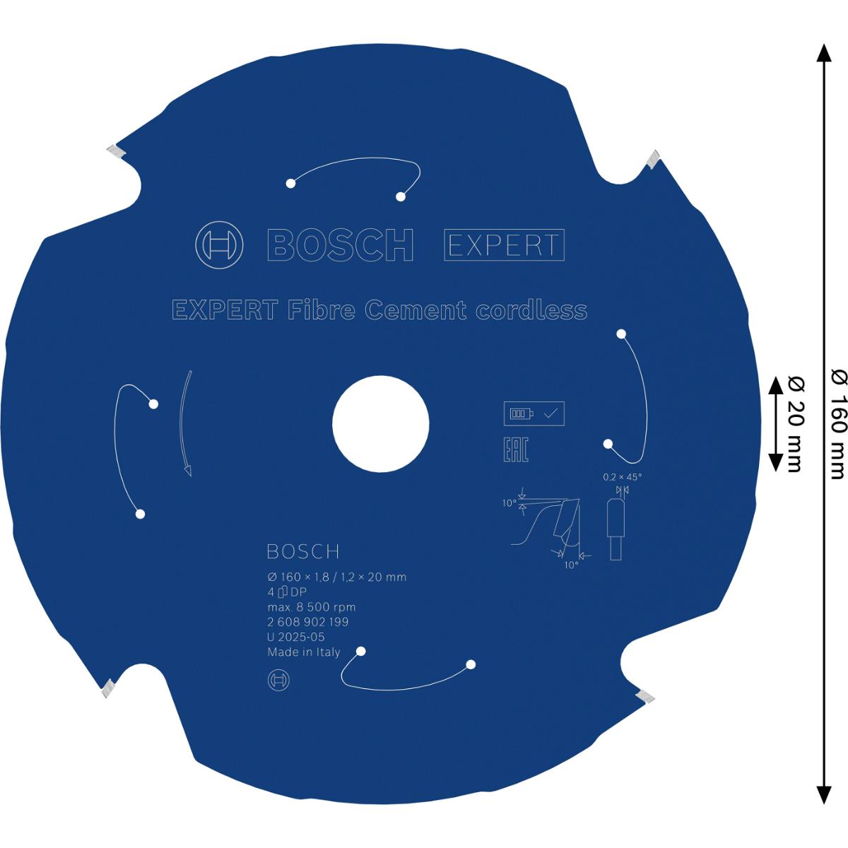 Bosch EXPERT Fiber Cement Kreissägeblatt, 160x1,8x20 mm, Z4