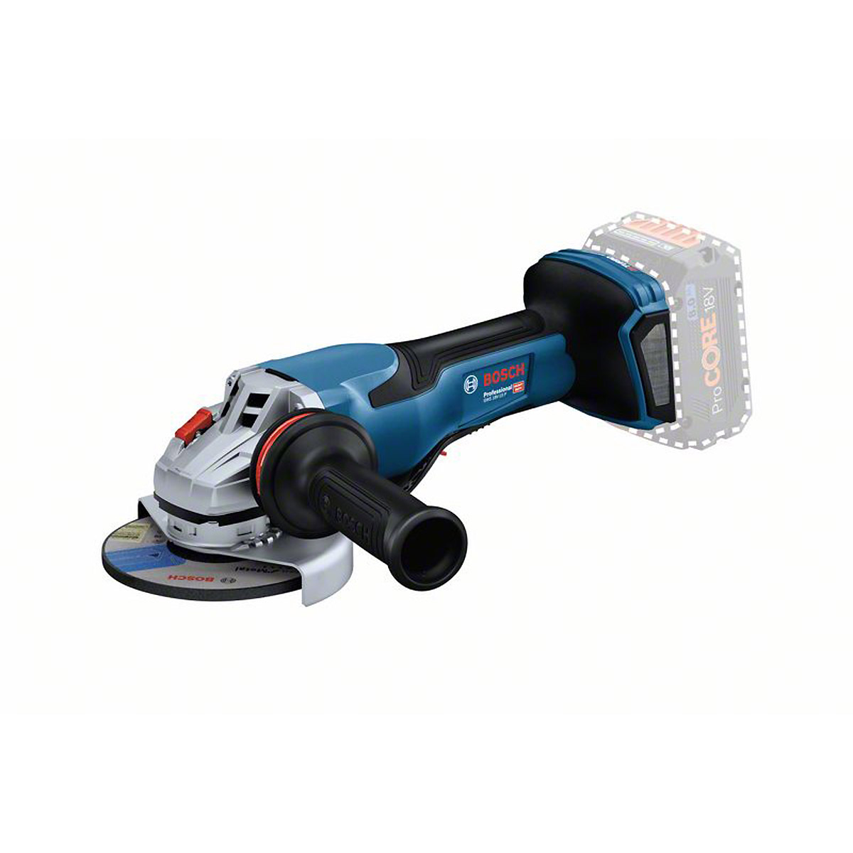 Bosch Akku-Winkelschleifer BITURBO GWS 18V-15 P mit Zusatzgriff