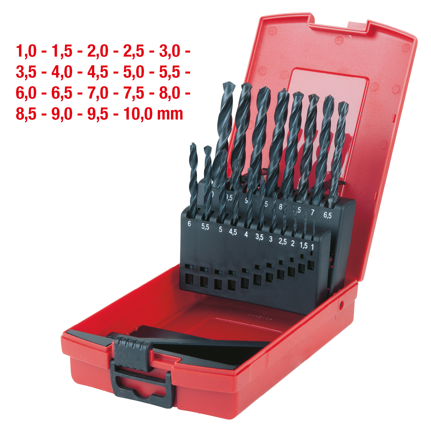 KS Tools HSS-R Spiralbohrer-Satz, Kunststoffkassette, 19-tlg, 1-10mm
