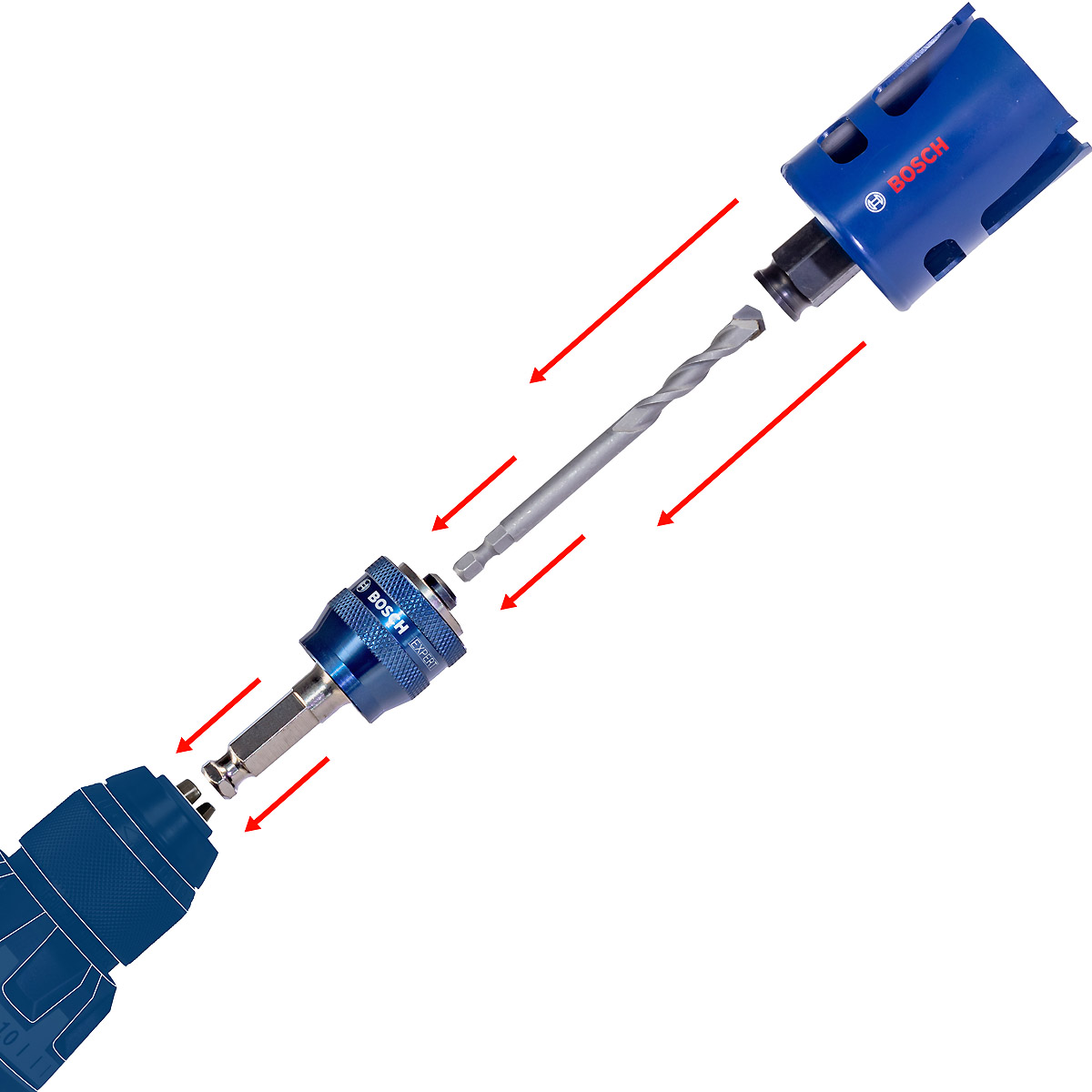 Bosch EXPERT Power Change Plus Aufnahme mit Vorbohrer, HEX Schaft 8,7mm, HSS-Co, 7,15x25x65mm, 2-teiliges Set