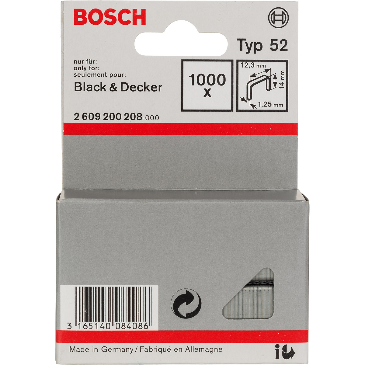 Bosch Flachdrahtklammer Typ 52, 12,3 x 1,25 x 14mm