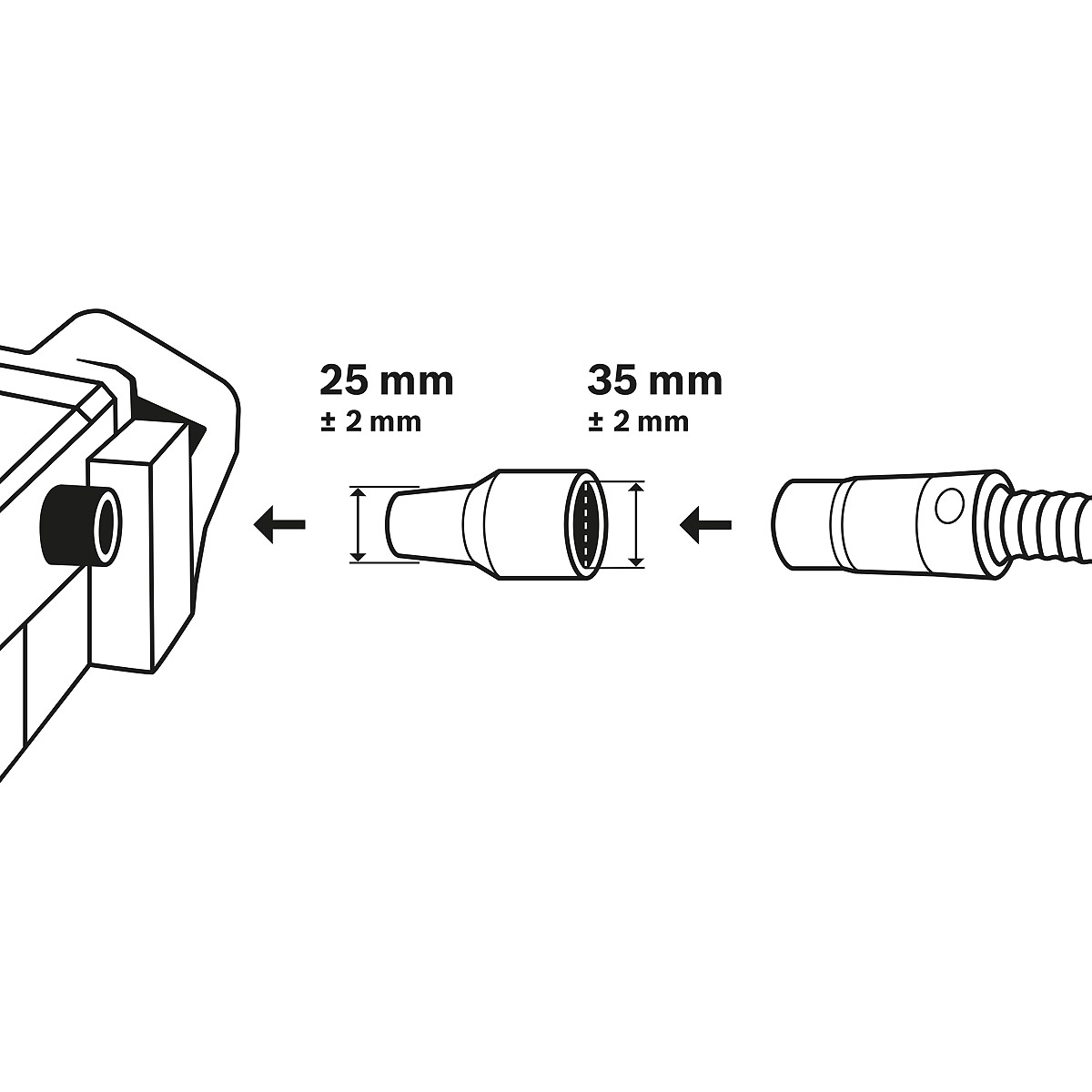 Bosch Anschlussstutzen, Adapter für Fremdabsaugung, 35/25 mm