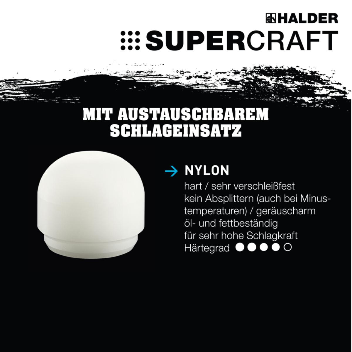 HALDER SUPERCRAFT - Schonhammer rückschlagfrei mit Hickorystiel mit Hickorystiel, Nylon