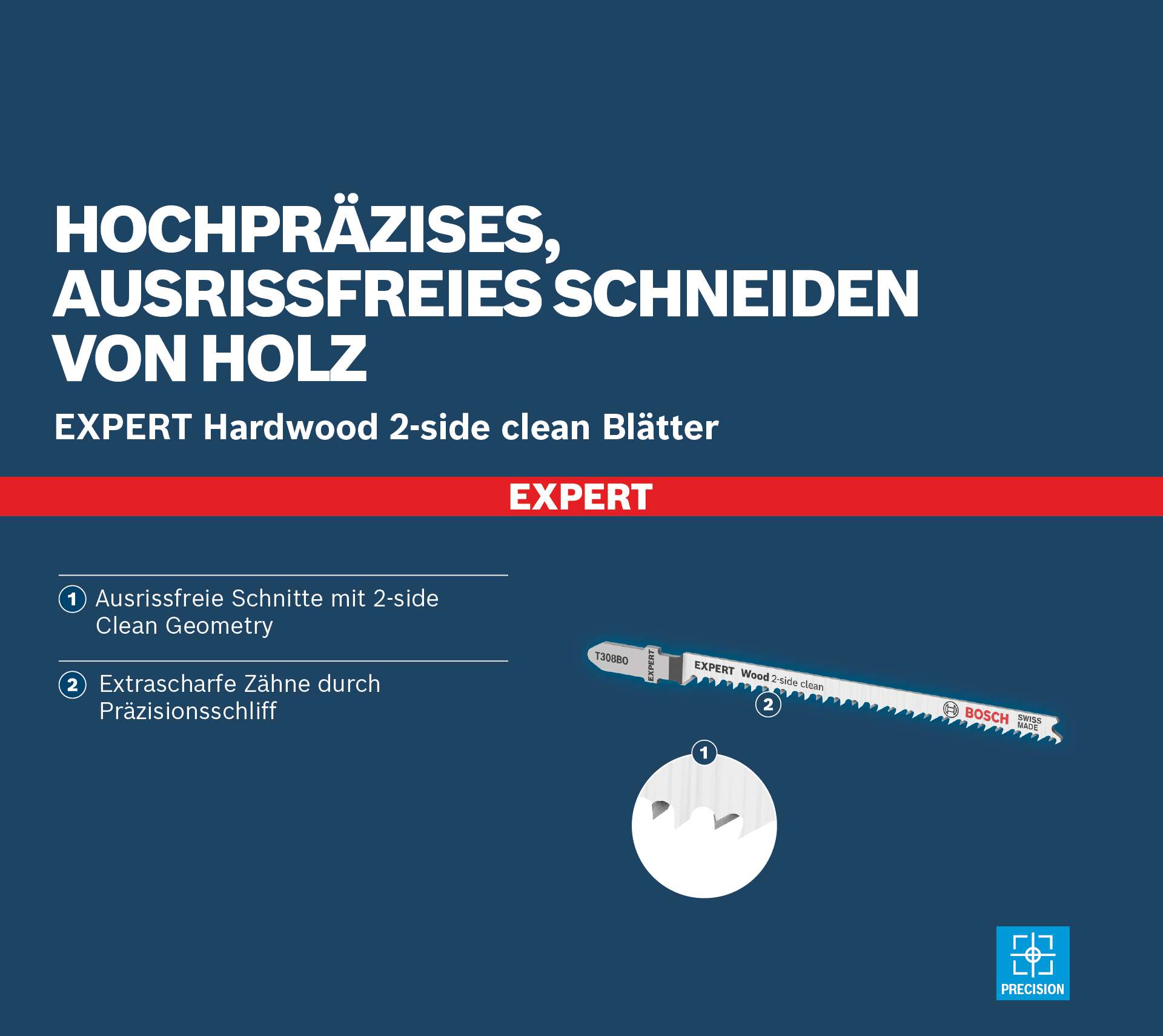 Bosch EXPERT Wood 2-side clean T 308 BO Stichsägeblatt, 2 Stk.