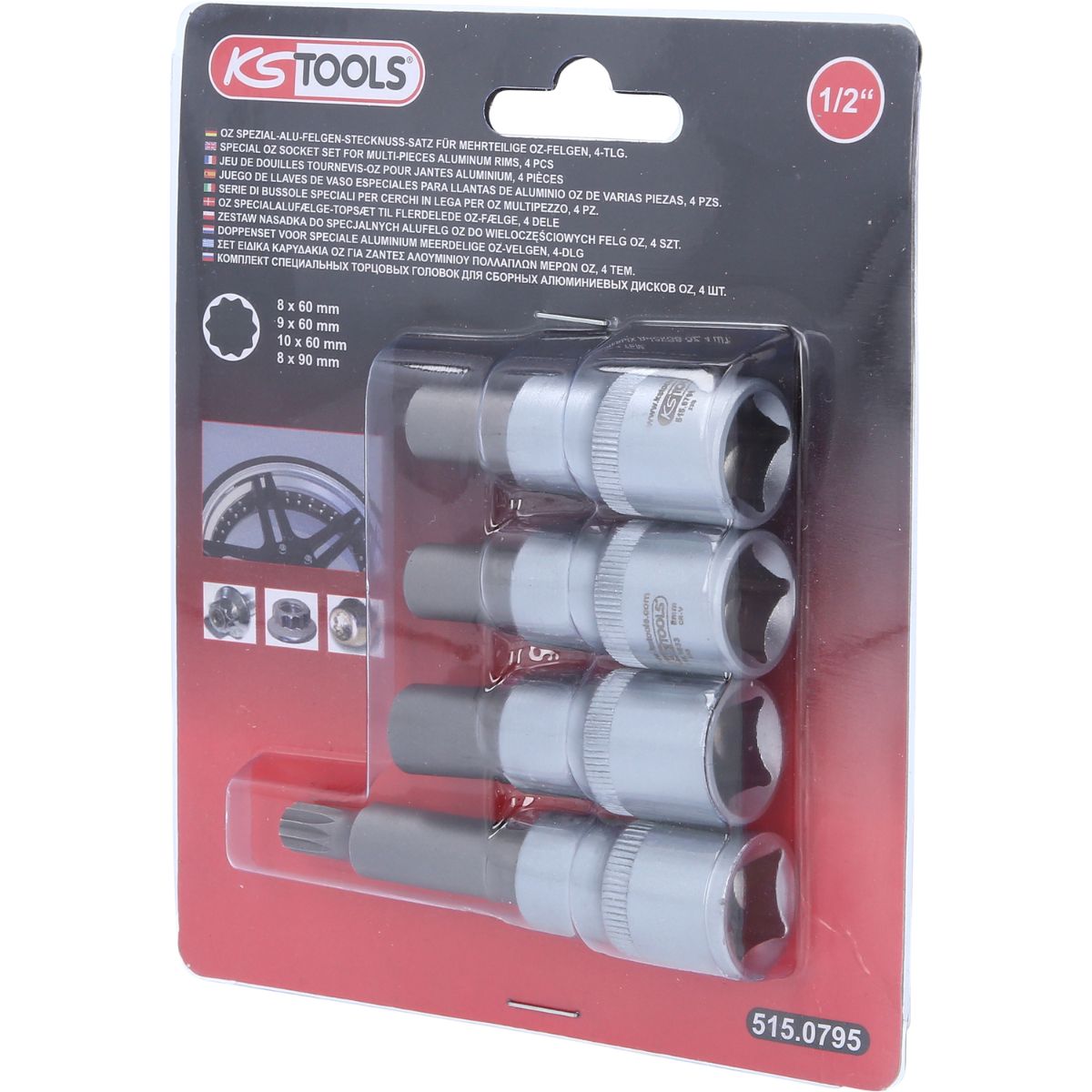 KS Tools OZ Spezial-Alu-Felgen-Stecknuss-Satz für mehrteilige OZ-Felgen, 4-tlg