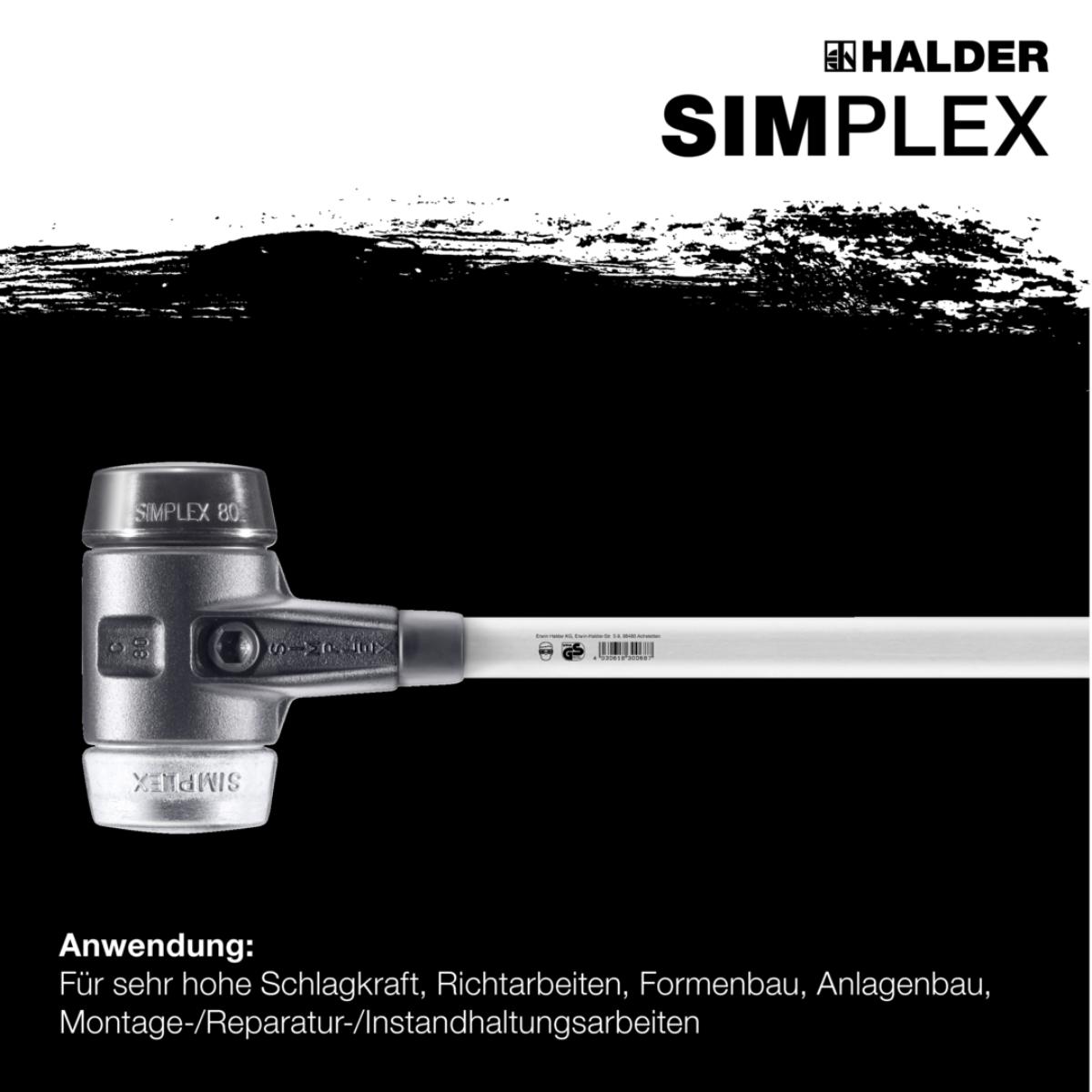 HALDER SIMPLEX - Vorschlaghammer mit verstärktem Tempergussgehäuse + Fiberglasstiel,Gummikomposition