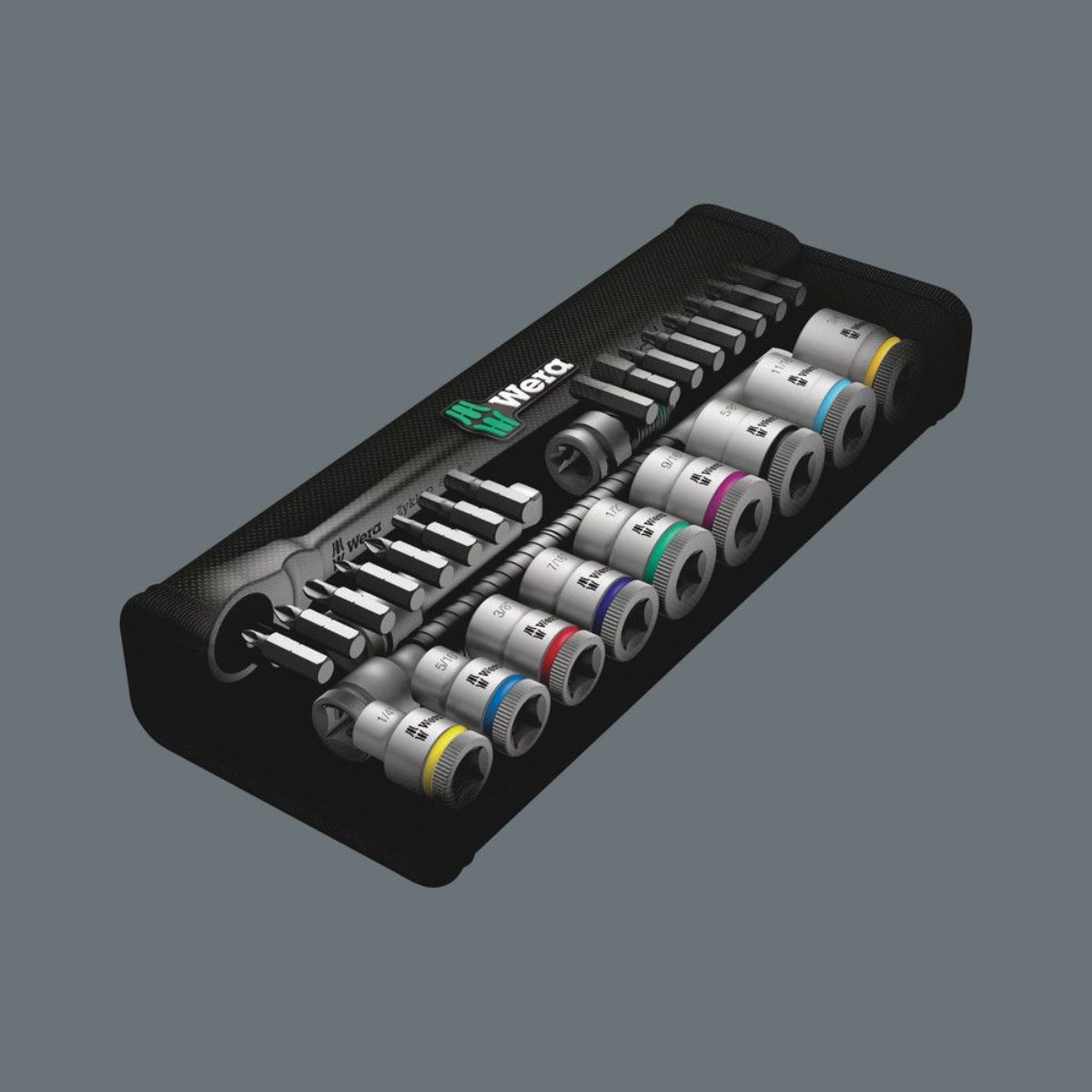 Wera 8100 SB 10 Zyklop Metal-Knarrensatz, Durchsteckvierkant, 3/8"-Antrieb, zöllig, 29-teilig