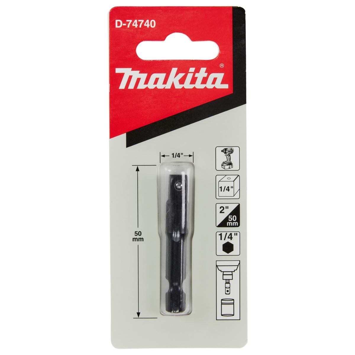 Makita Schlagnuss Adapter 1/4 Zoll Sechskant auf 1/4 Zoll Vierkant - 50 mm - D-74740