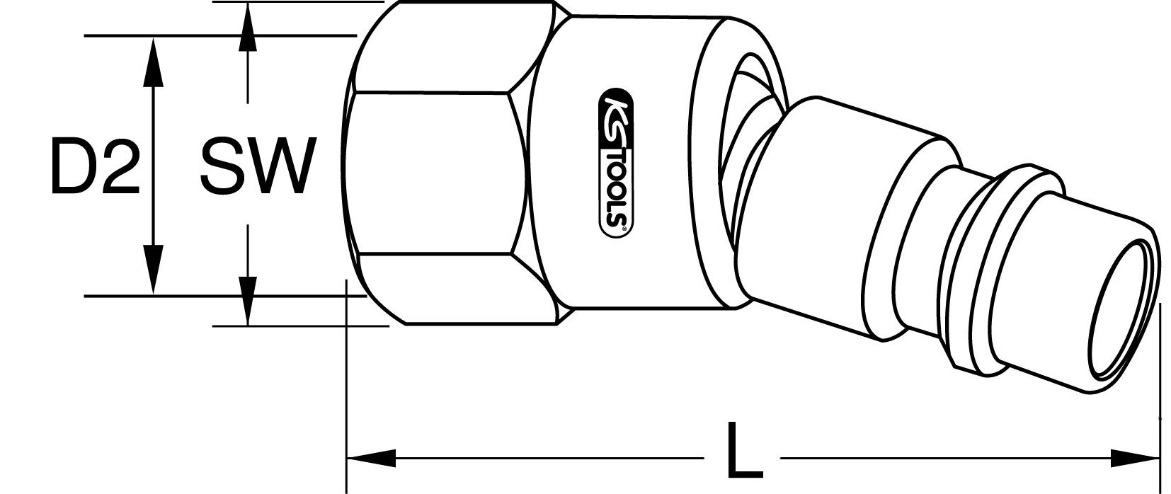 KS Tools 1-4'' Metall-Kugelgelenk-Stecknippel, 46mm