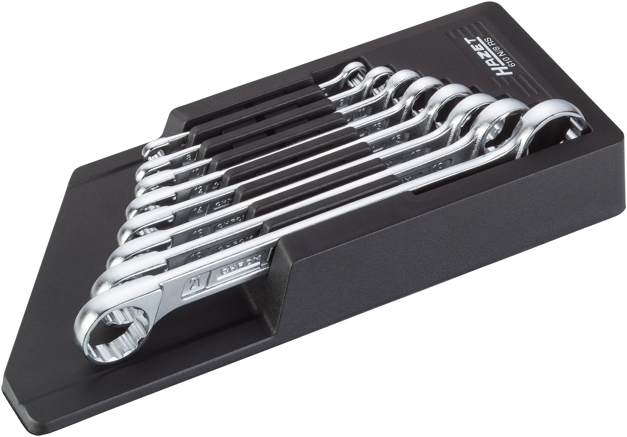 HAZET Doppel-Ringschlüssel Sätze Außen-Doppel-Sechskant-Tractionsprofil 6 x 7 – 21 x 22, Standard 8-teiliges Set