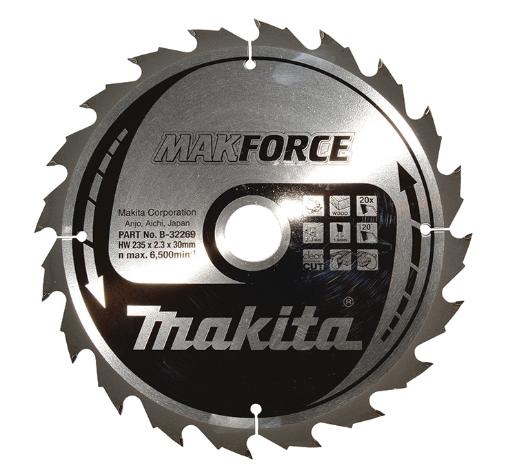 Makita Kreissägeblatt MAKFORCE, 235/30 mm - 20 Zähne - 1,6 mm - CleanCut - Holz - B-32269