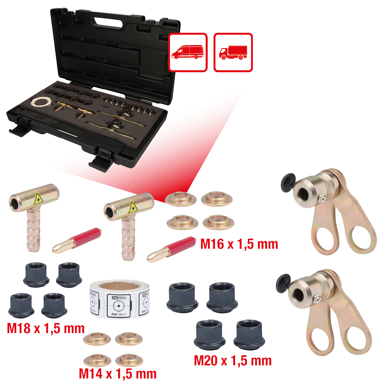 KS Tools LKW- und Transporter Fahrwerkjustier-System, 21-tlg