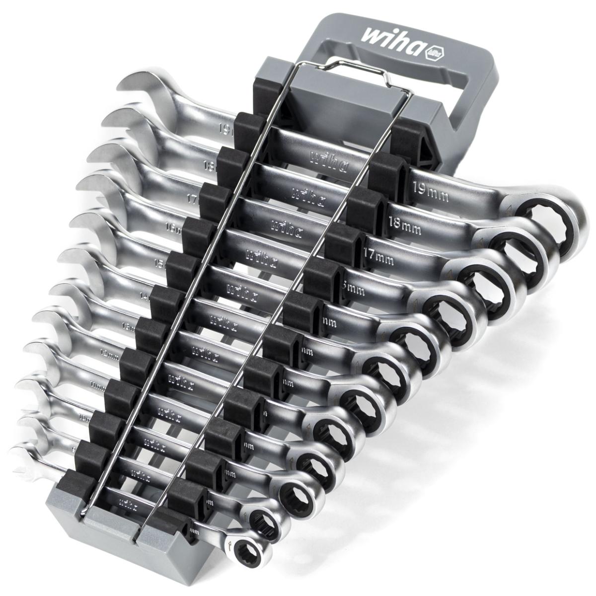 Wiha Ringratschen-Gabelschlüssel Set 12-teilges Set in Halter