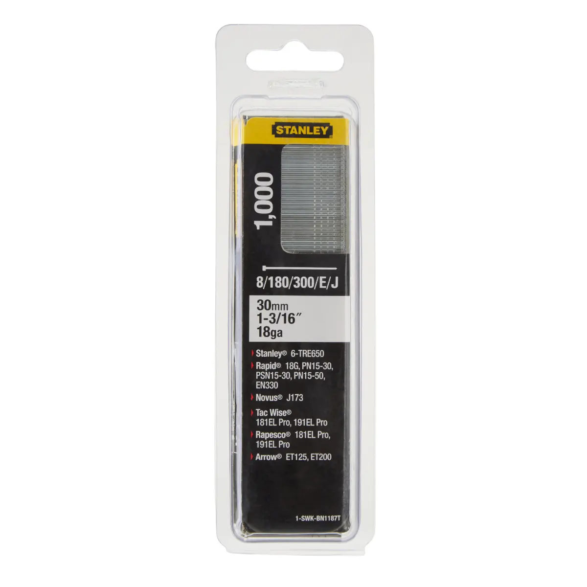 STANLEY Versenknägel 30 mm 5/8 Zoll Typ J-18GA 1000 Stück rostbeständig beschichtet