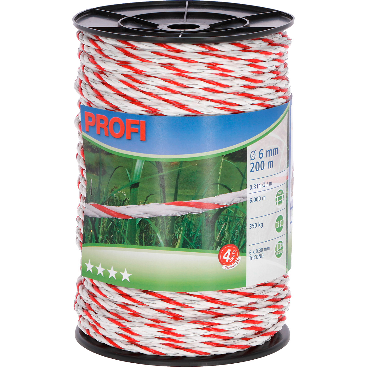 Kerbl Profi Weidezaunseil 6mm, 6x0,30 TriC, 200m, weiß/otr