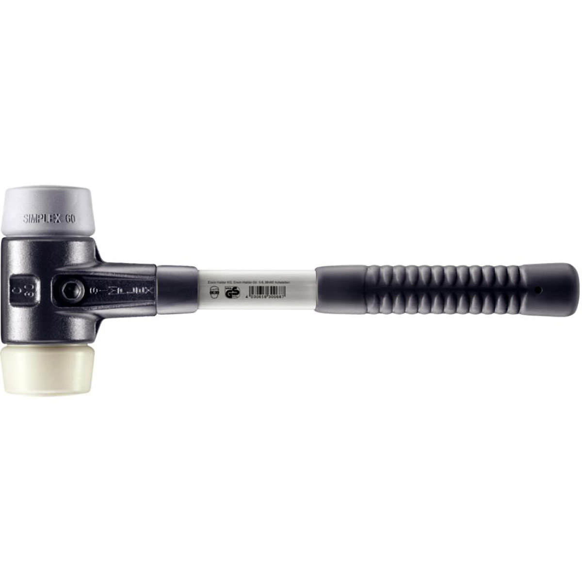 HALDER SIMPLEX - Schonhammer mit verstärktem Tempergussgehäuse und Fiberglasstiel, TPE-mid / Nylon