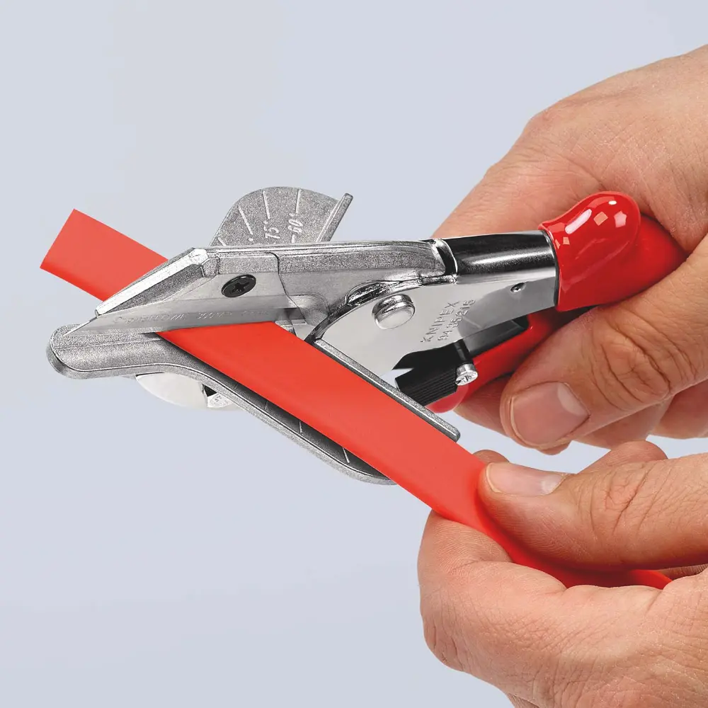 KNIPEX Gehrungsschere für Kunststoff- und Gummiprofile mit Kunststoff-Hüllen verchromt 215 mm