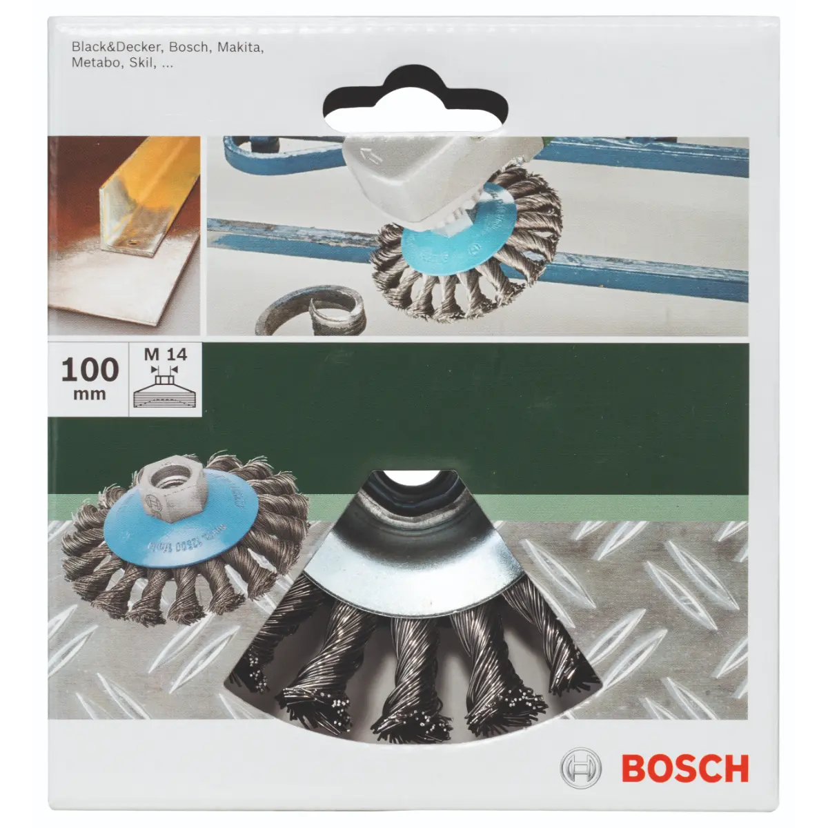 Bosch Kegelbürste für Winkelschleifer und Geradschleifer - gezopfter Draht, 100 mm