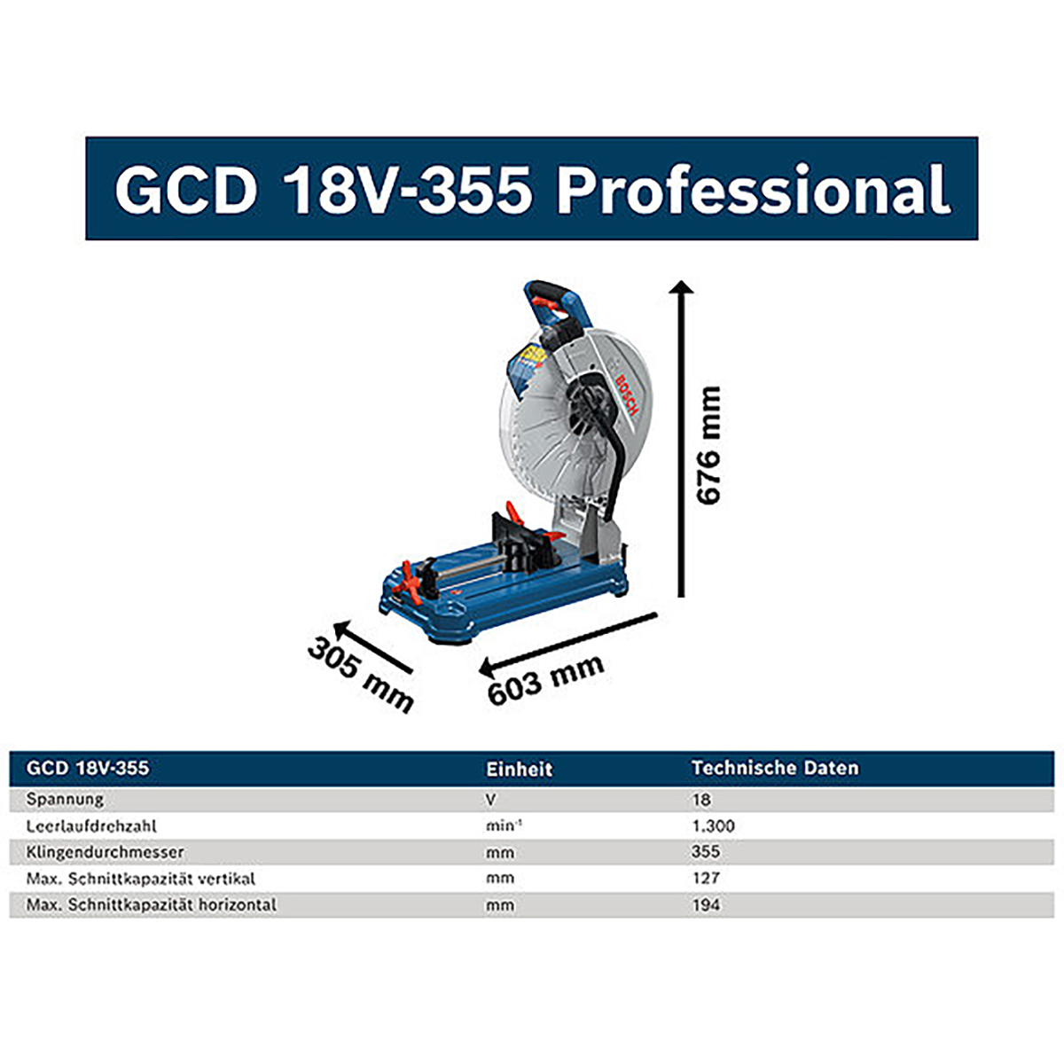 Bosch Akku Metalltrennsäge GCD 18V-355