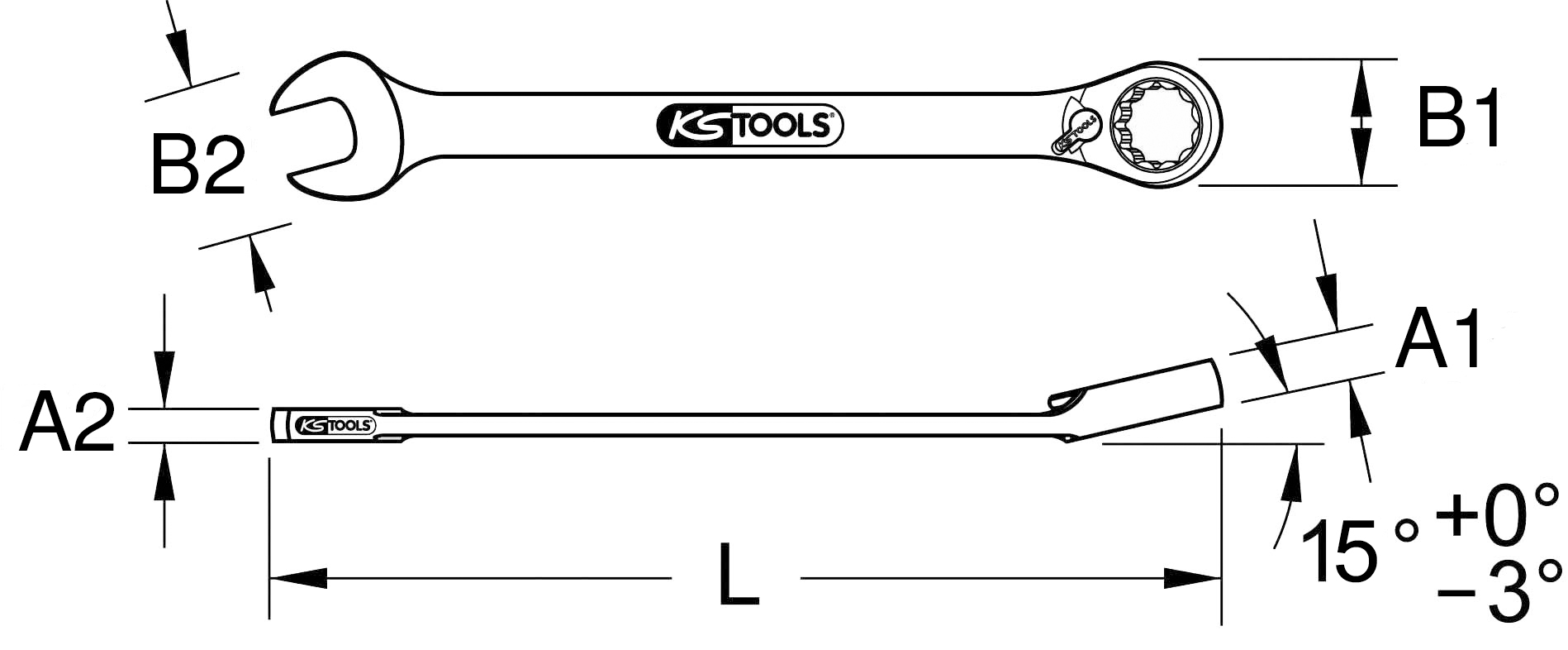 KS Tools DUO GEARplus Ringmaulschlüssel,Maul-Ratschenfunktion, umschaltbar