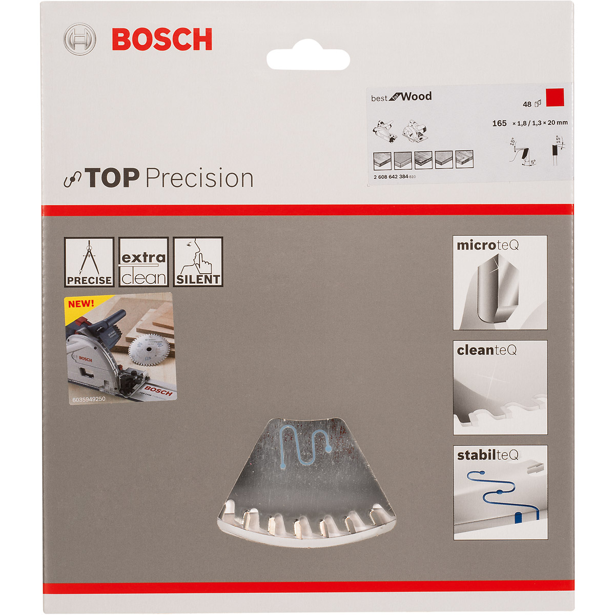 Bosch Kreissägeblatt Top Precision Best for Wood, 165 x 20 x 1,8mm, 48 Zähne