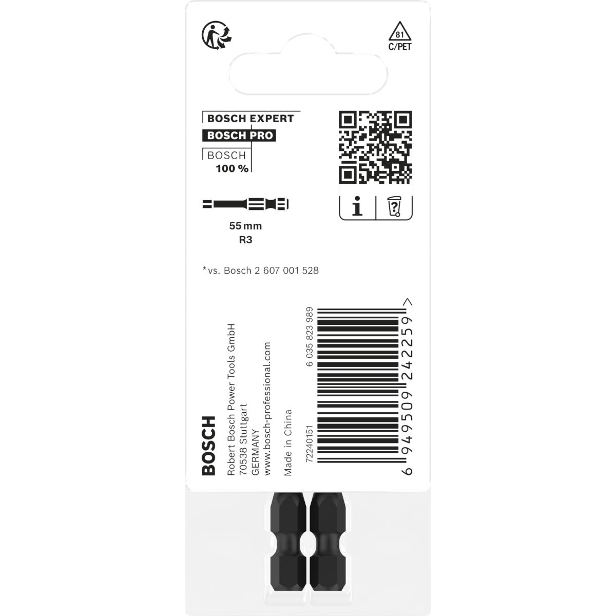 Bosch PRO Robertson Impact Bit,R3,55 mm - 2 Stück