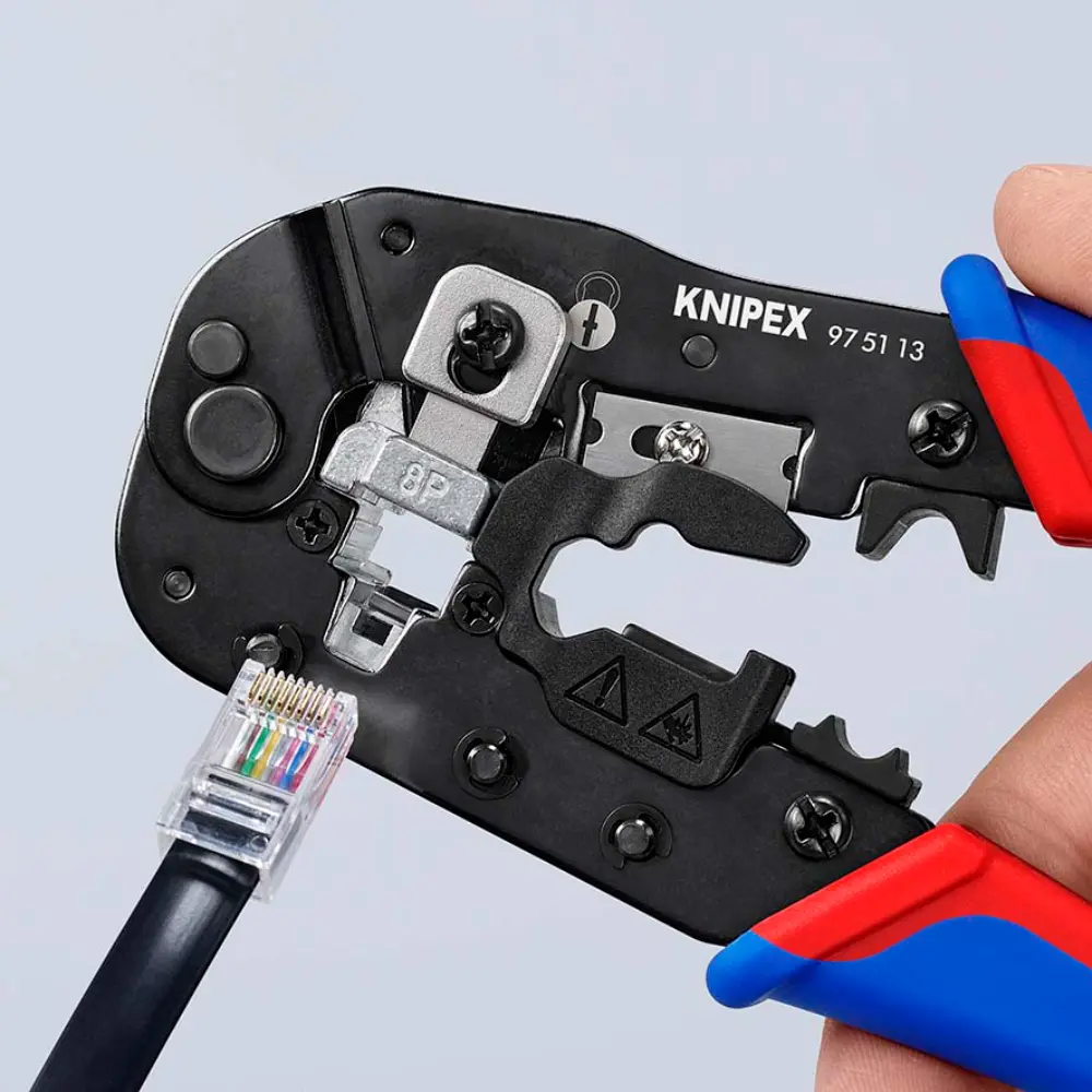 KNIPEX Crimpzange für RJ45-Westernstecker mit Mehrkomponenten-Hüllen brüniert 190 mm