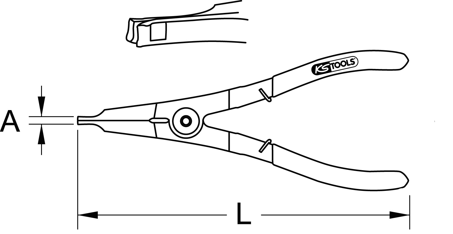 KS Tools Sprengring-Zange, ausgeformte Spitzen, 240mm