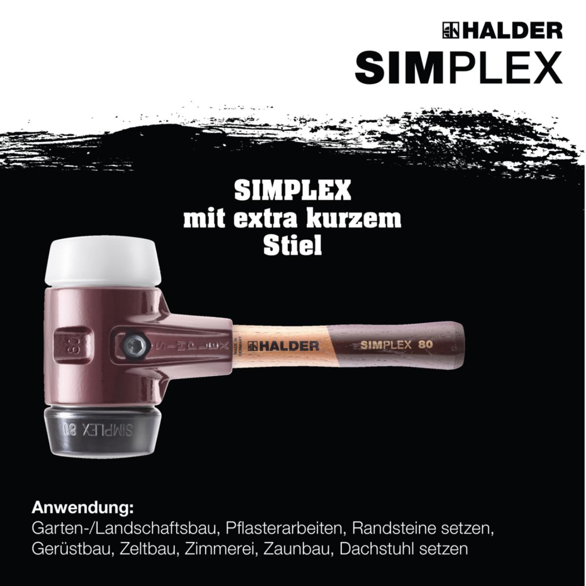 HALDER SIMPLEX - Schonhammer mit TE-Gehäuse und Holzstiel, Gummikomposition / Superplastik