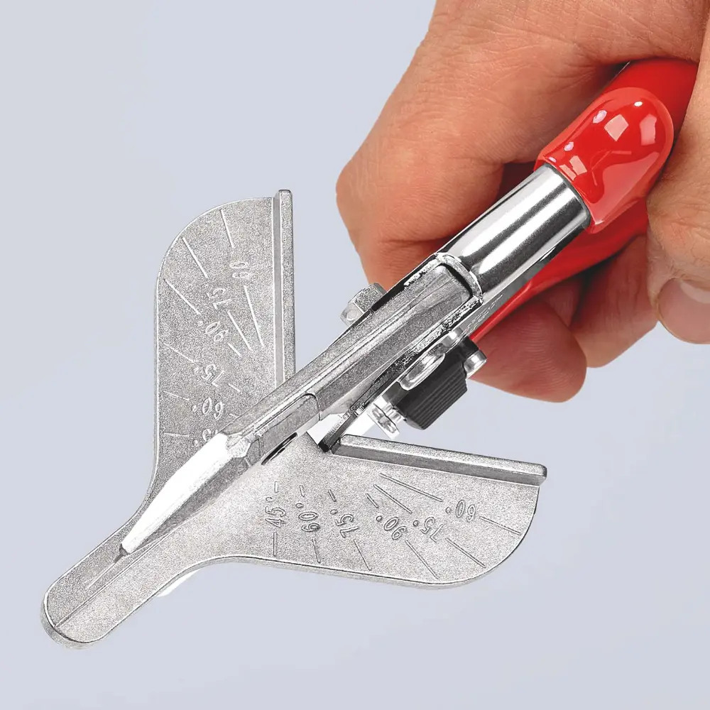 KNIPEX Gehrungsschere für Kunststoff- und Gummiprofile mit Kunststoff-Hüllen verchromt 215 mm