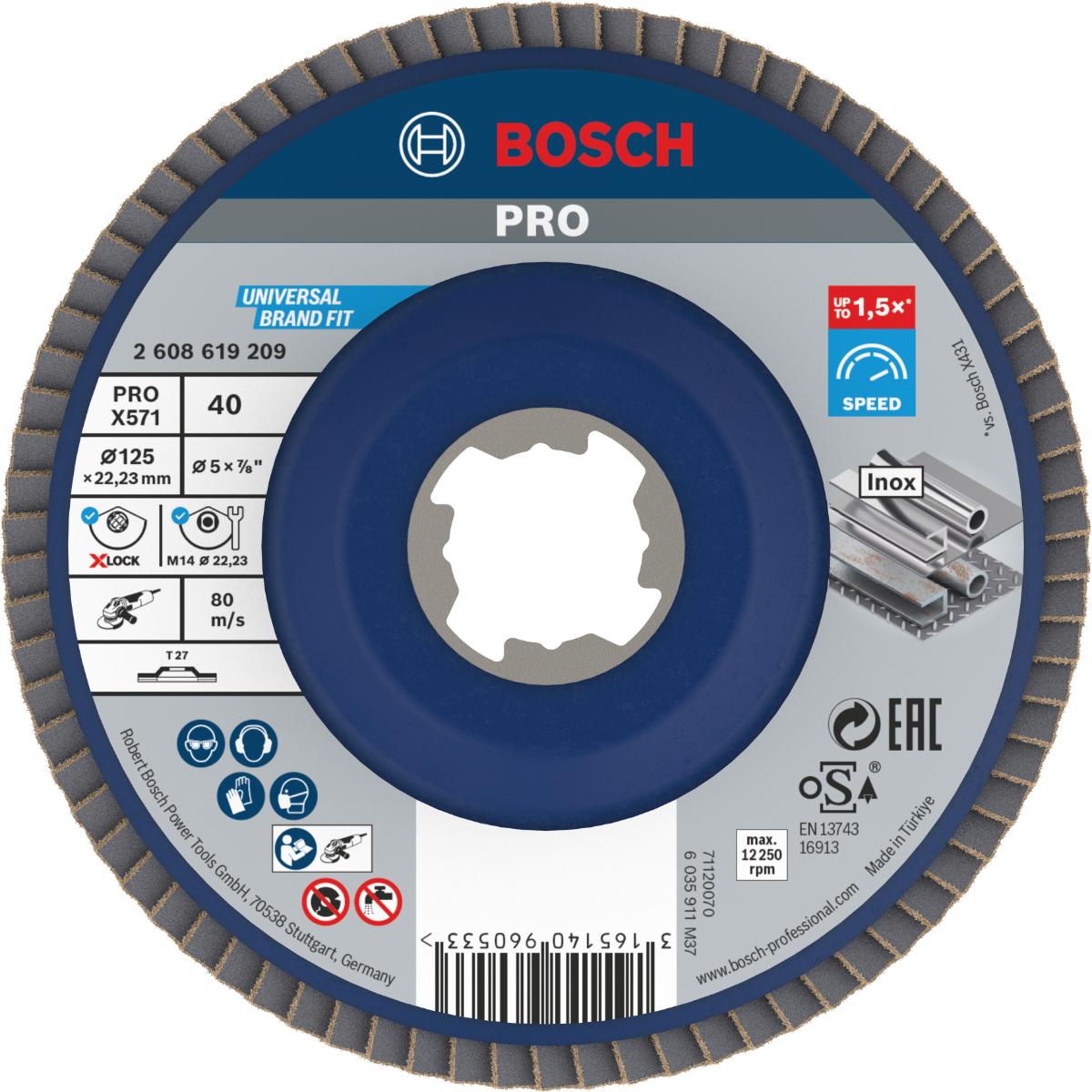 Bosch PRO Fächerschleifscheibe X571 Best for Metal, gerade, Kunststoff